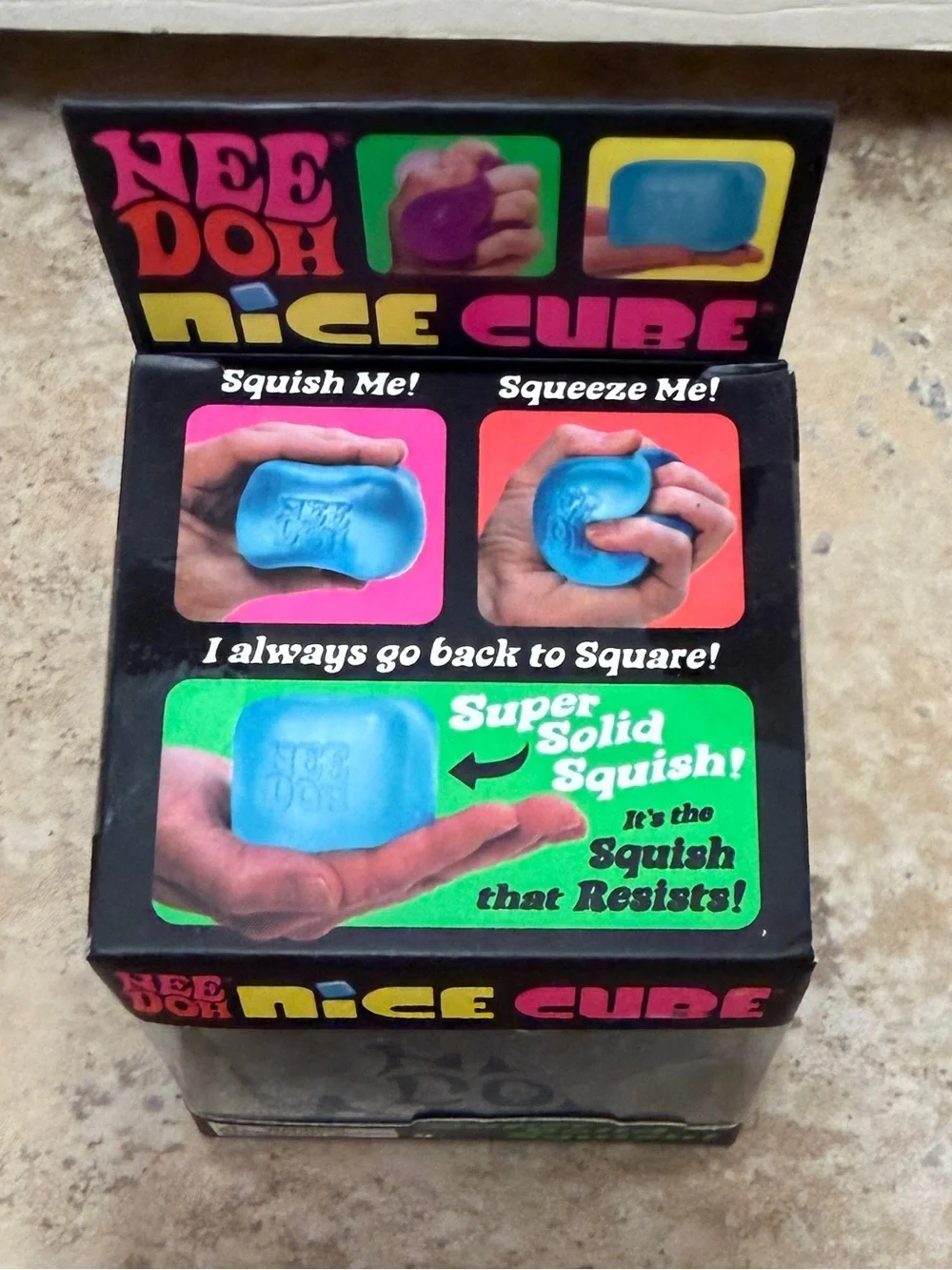 Needoh Nice Cube Squishy Toy - Teal/Blue, Authentic